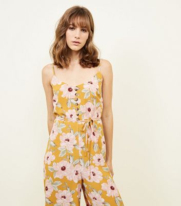 yellow flowery jumpsuit