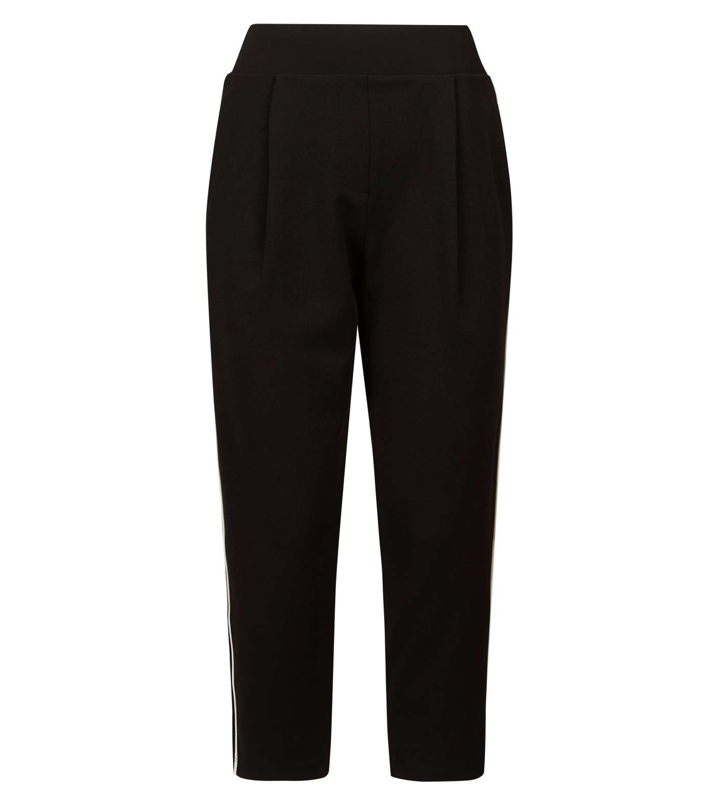 Petite Black Piped Side Stripe Tapered Trousers Image 4