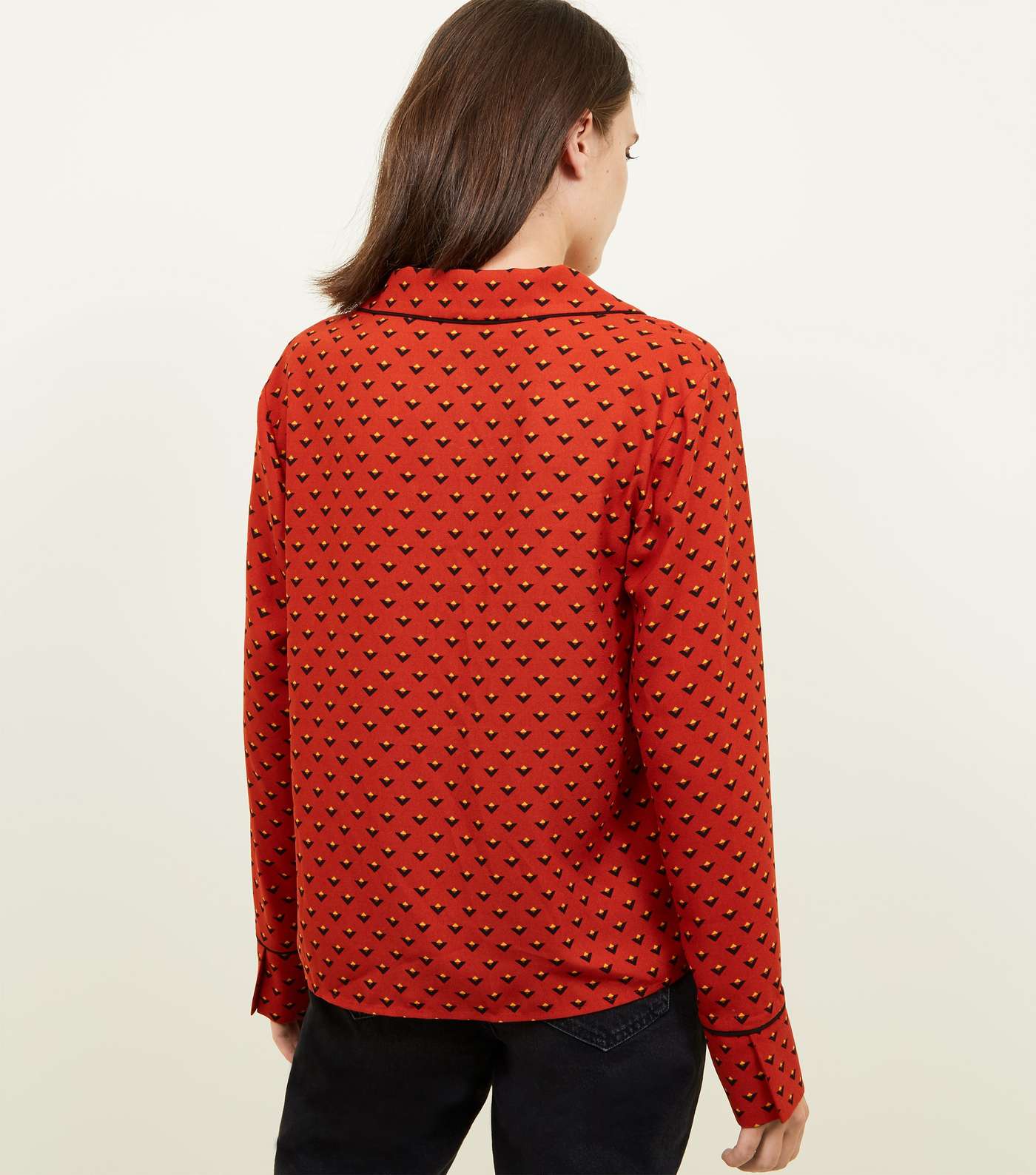 Rust Geometric Pyjama-Style Shirt Image 3