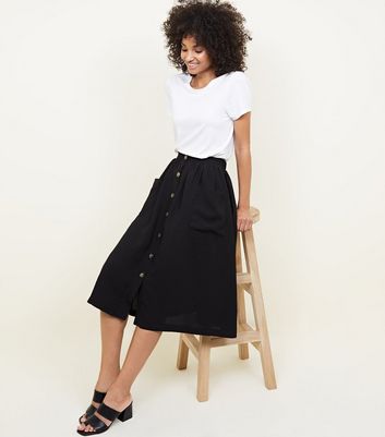 black midi skirt pockets