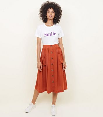 Rust hotsell button skirt