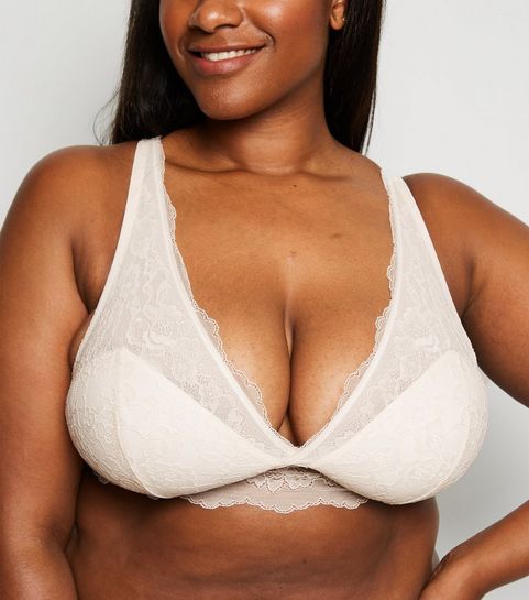 Curves Off White Lace Longline Bralette 
