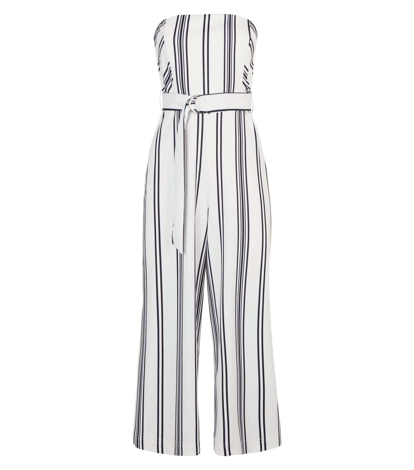 White Stripe Bandeau Culotte Jumpsuit Image 4