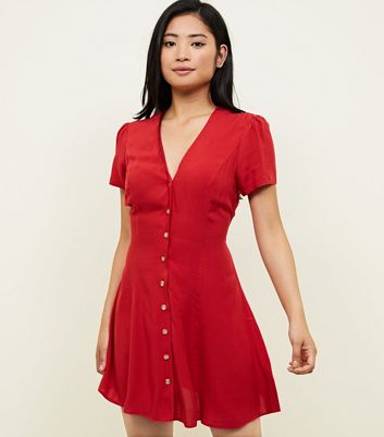 red mini tea dress