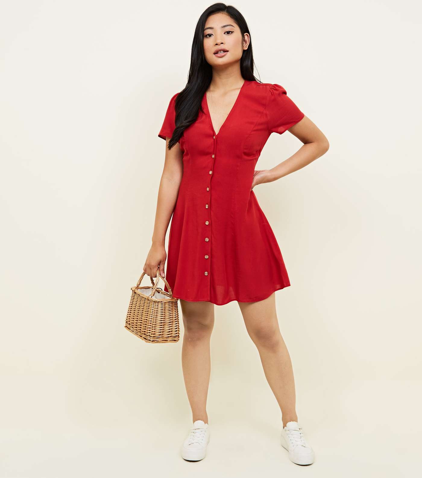 Petite Red Through Tea Dress Image 2