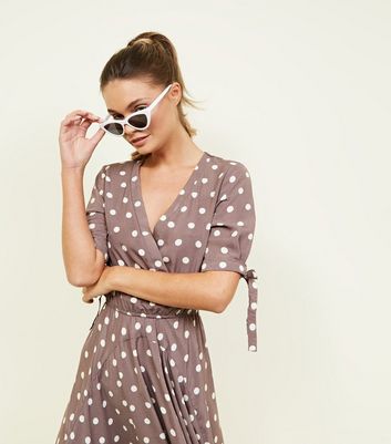 apricot polka dot dress