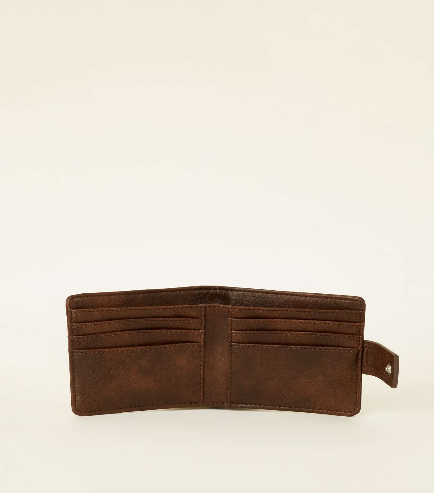 Tan Leather-Look Popper Button Wallet Image 2