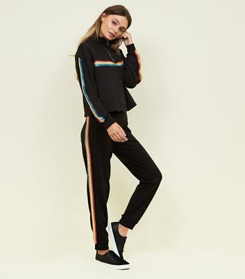 Rainbow stripe joggers online womens