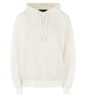 Cream Borg Hoodie New Look