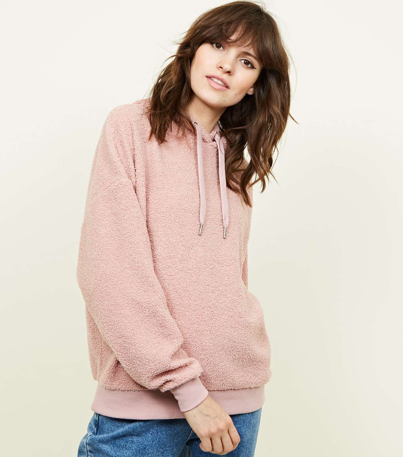 Pale Pink Borg Oversized Hoodie