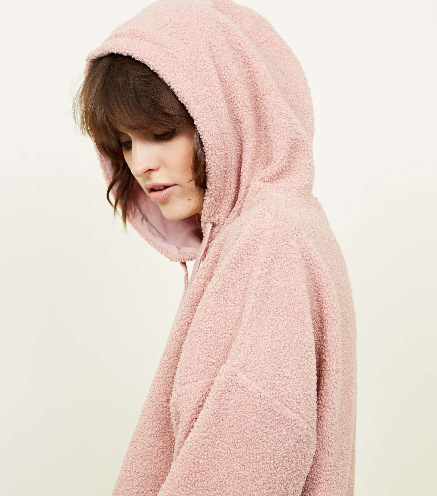Pale Pink Borg Oversized Hoodie Image 5