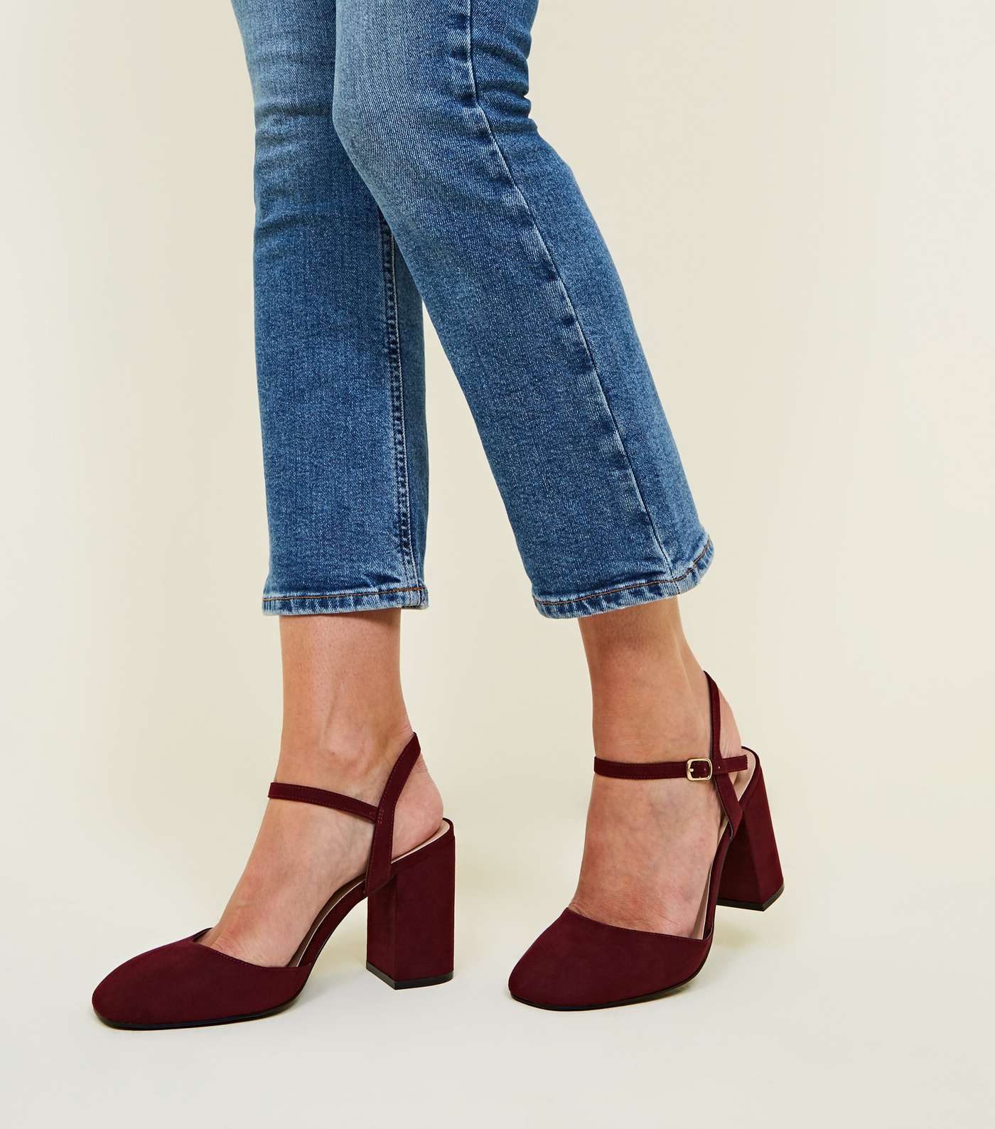 Wide Fit Dark Red Suedette Square Toe Courts  Image 2