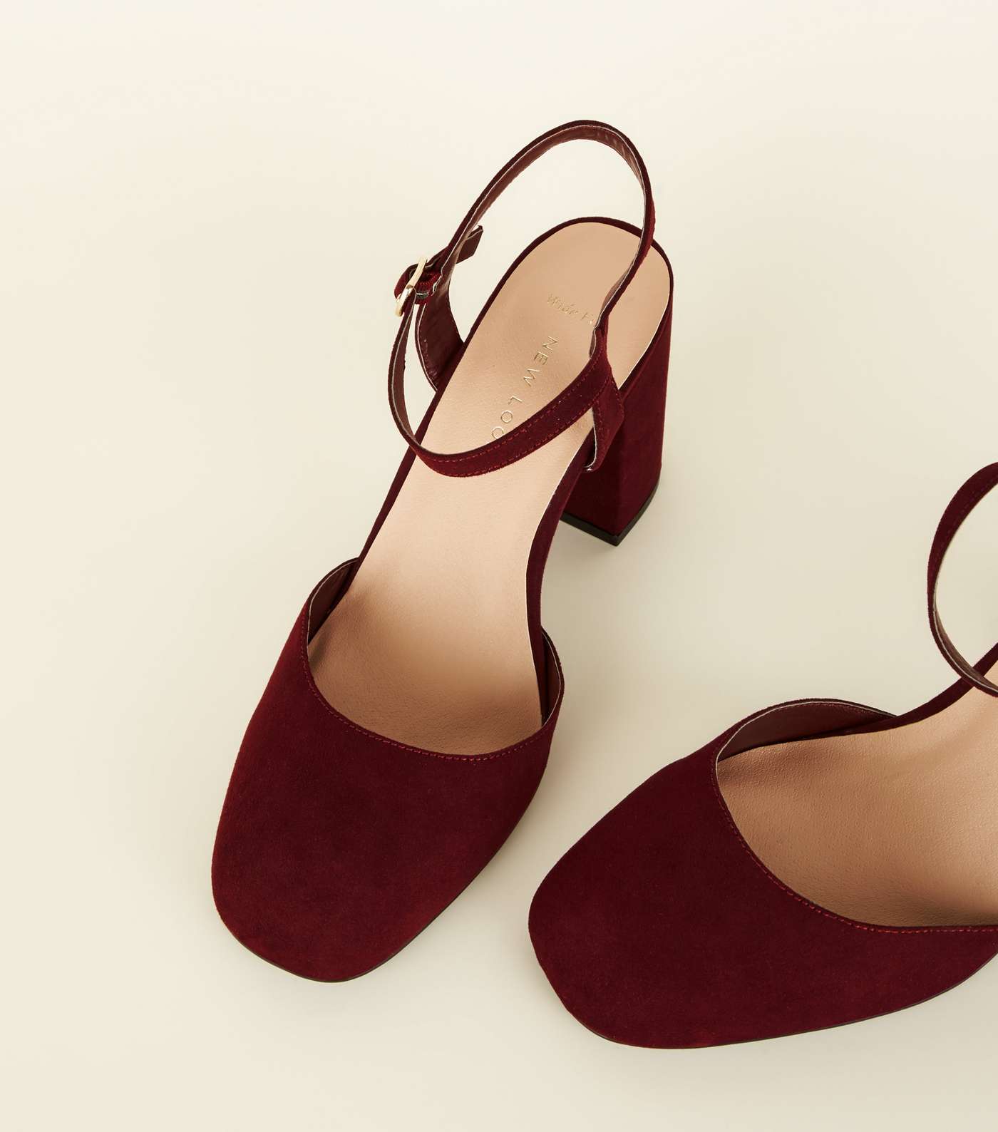 Wide Fit Dark Red Suedette Square Toe Courts  Image 4