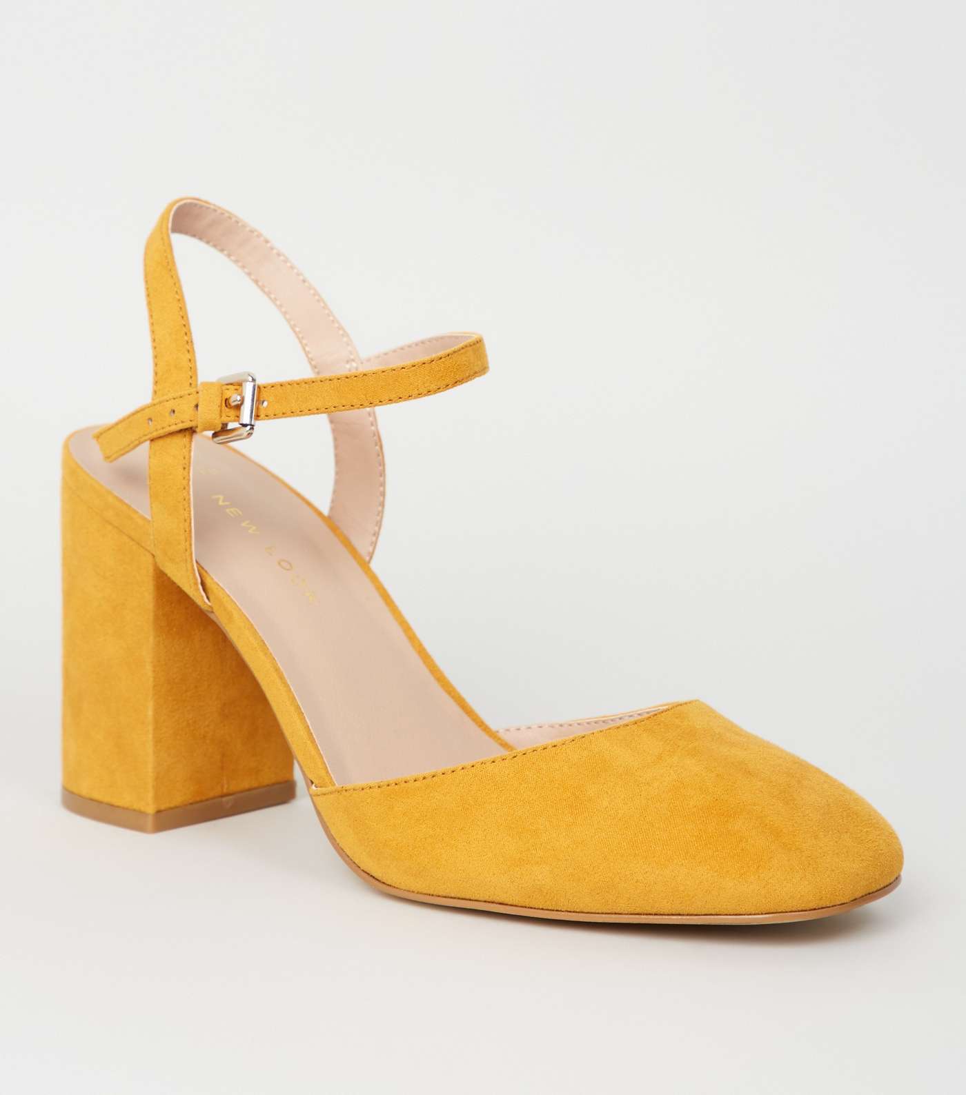 Wide Fit Mustard Suedette Square Toe Courts 
