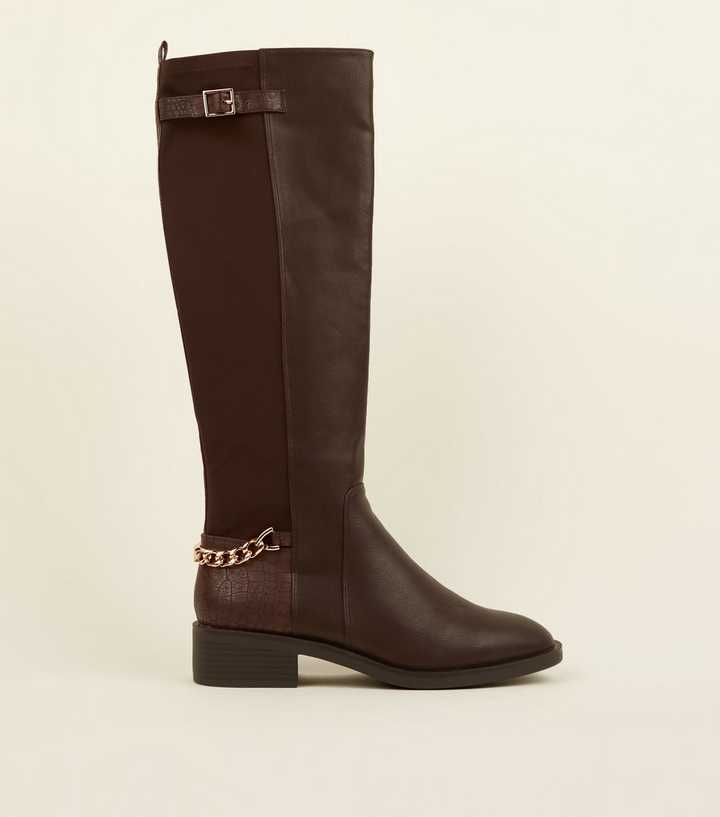 brown knee high boots new look