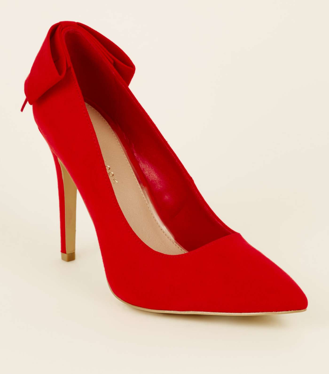 Wide Fit Red Suedette Bow Back Courts 
