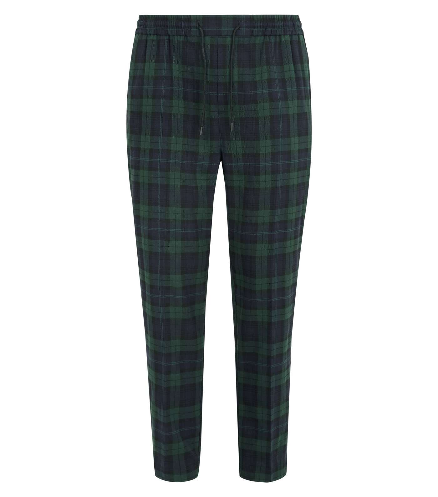 Navy and Green Check Trousers Image 4