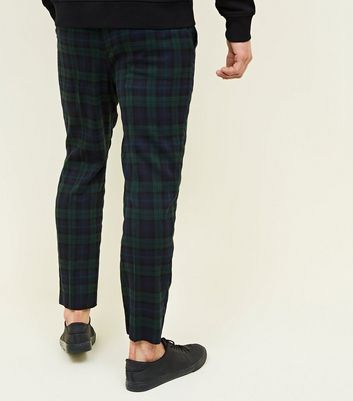 Navy and Green Check Trousers | New Look