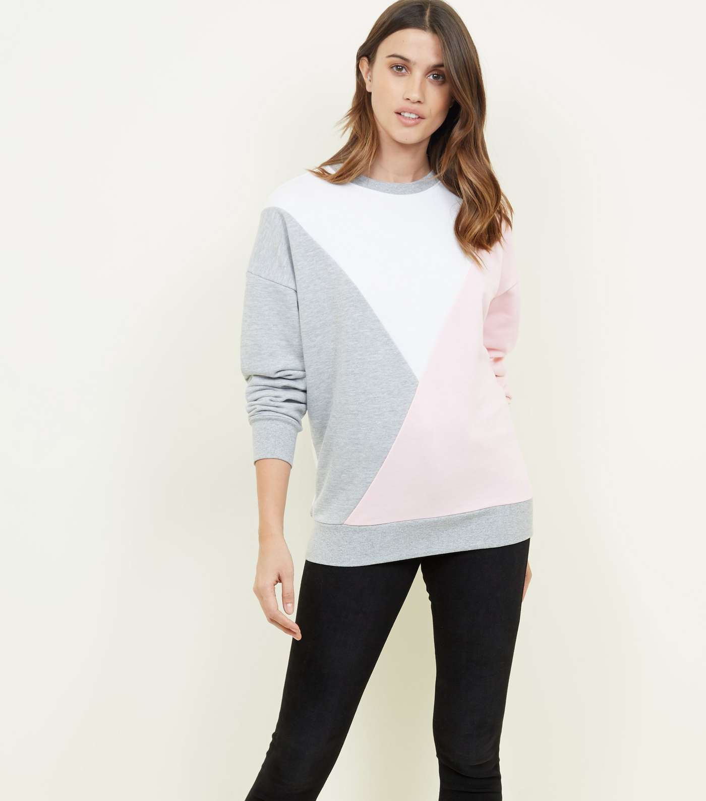 Pink Diagonal Colour Block Sweatshirt Image 6