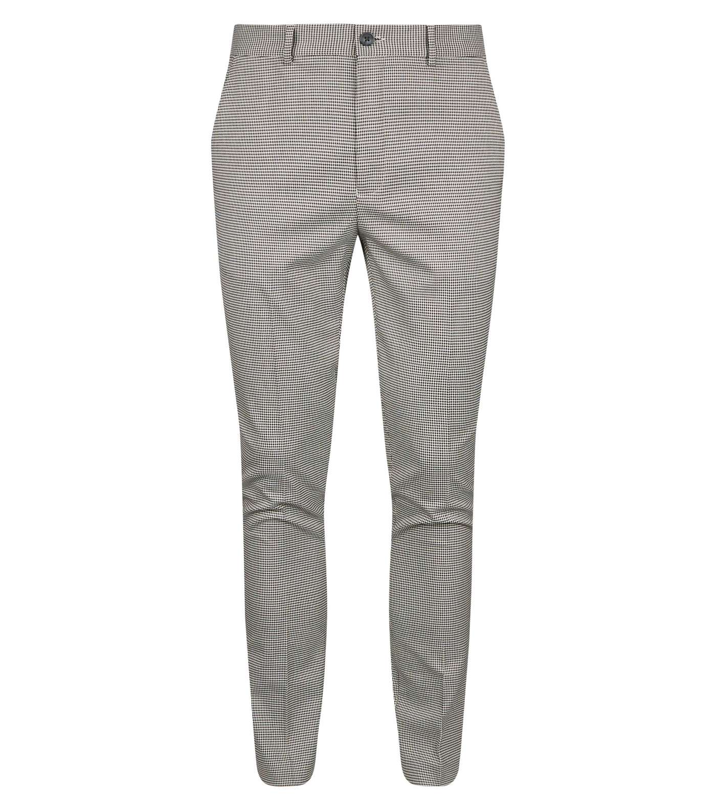 Pale Grey Houndstooth Check Skinny Trousers Image 4