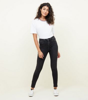 new look black high waisted skinny jeans