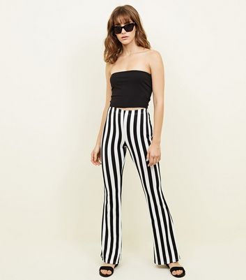 new look black and white striped trousers