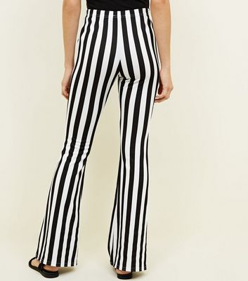 black striped flared trousers