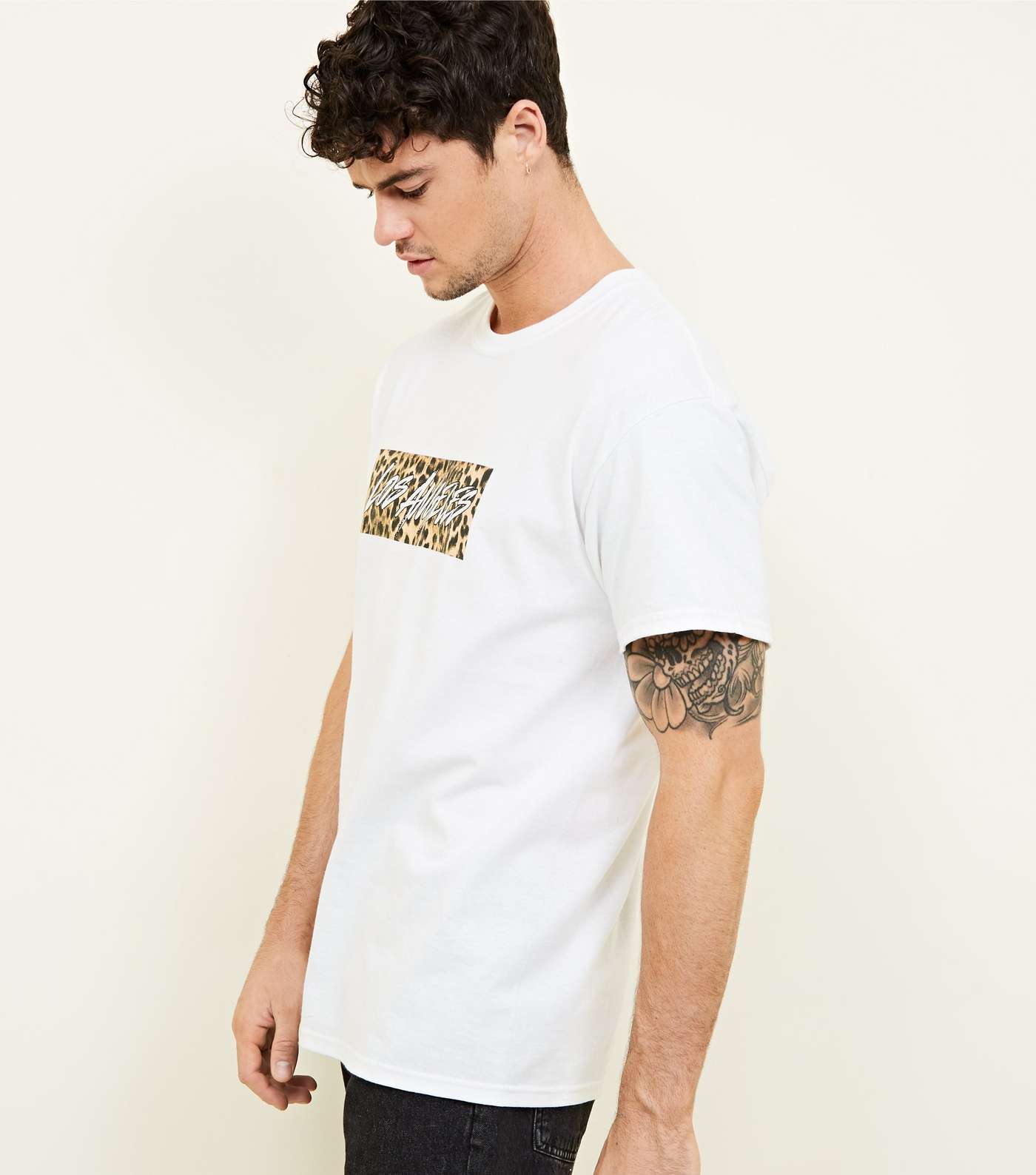 White Leopard Los Angeles Box Print T-Shirt Image 6