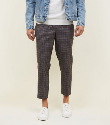 Grey checkered online joggers