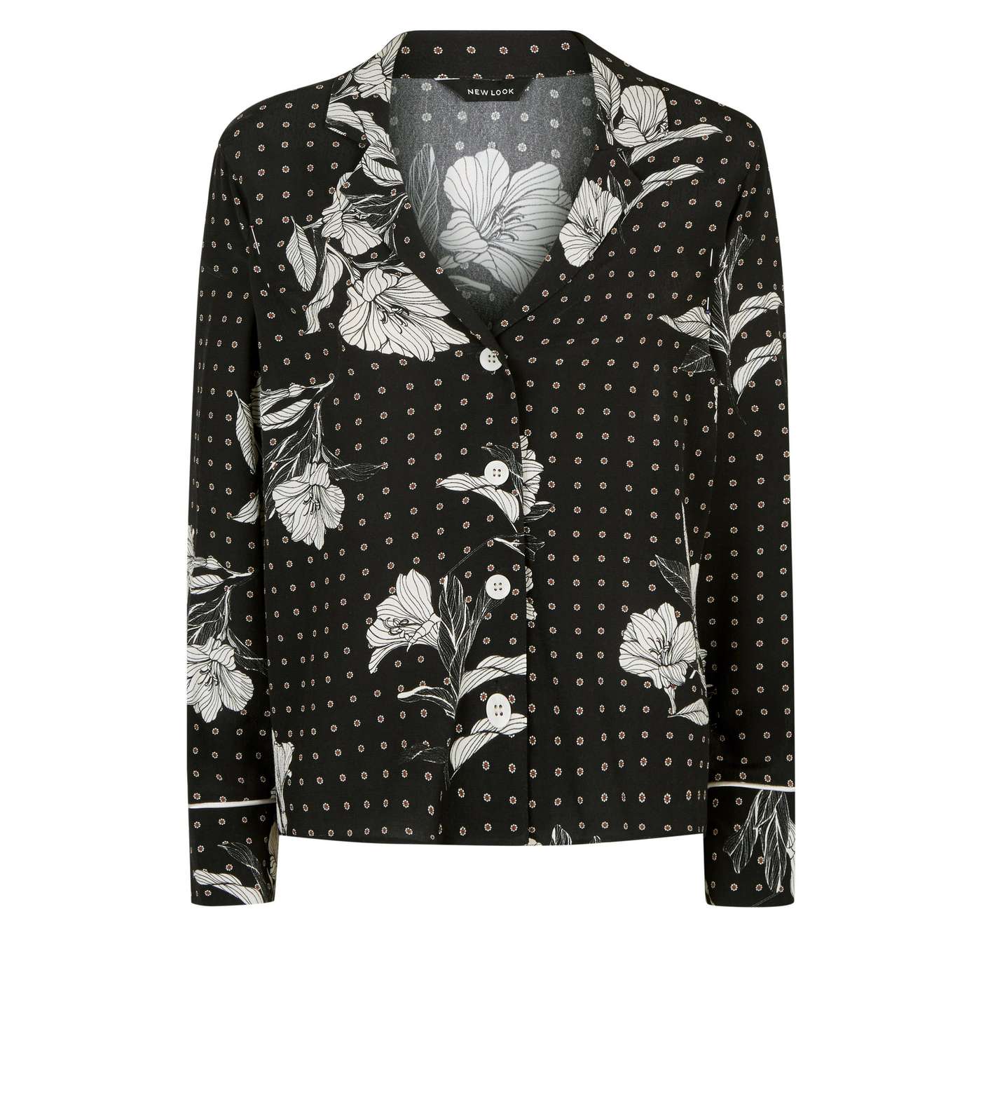 Black Floral Button Front Shirt Image 4