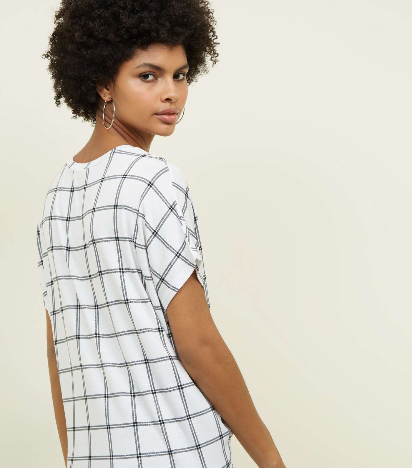 White Grid Check Tie Side T-Shirt Image 3