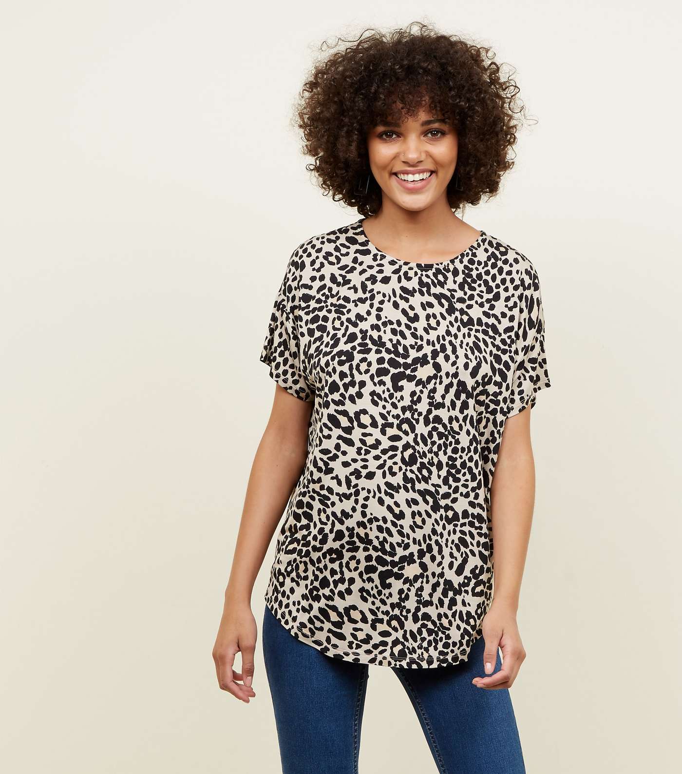 Brown Leopard Print Oversized T-Shirt 