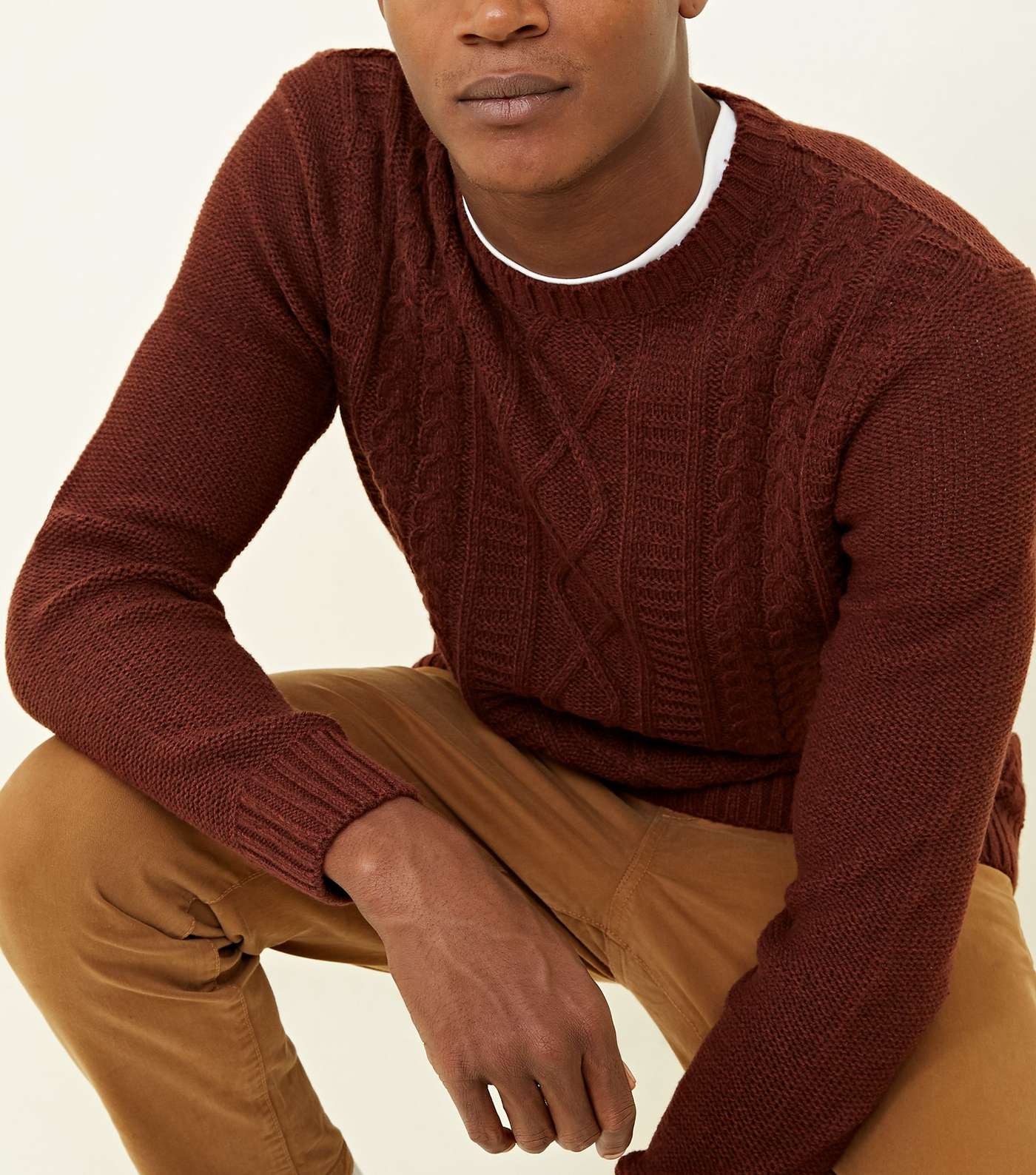 Rust Twisted Cable Knit Jumper Image 5