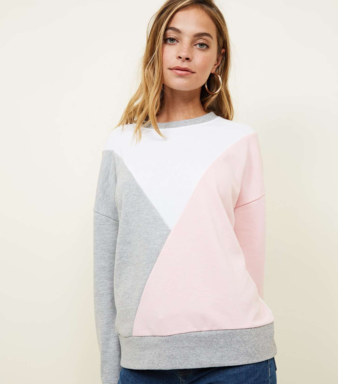Petite Pink Diagonal Colour Block Sweatshirt Image 5
