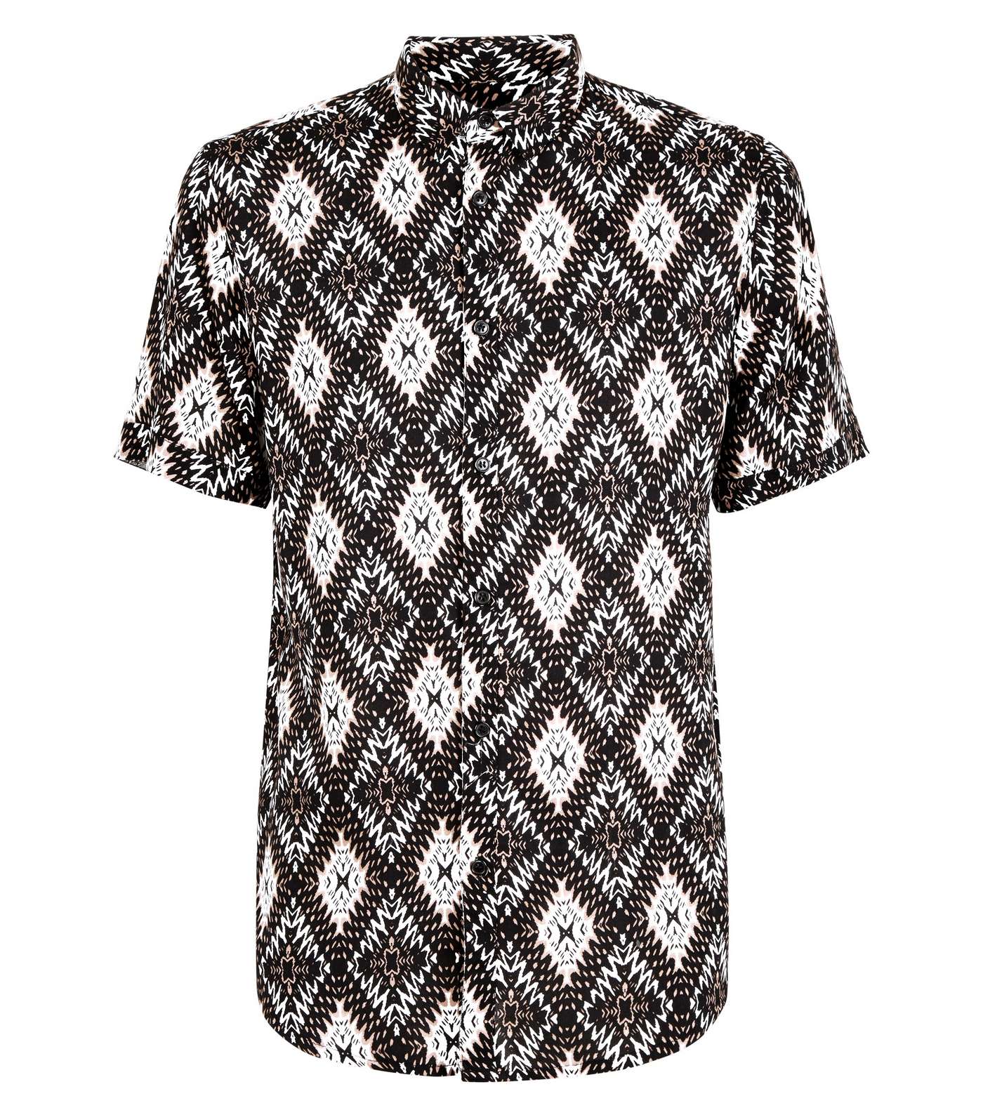 Brown Geometric Print Short Sleeve Shirt Image 4