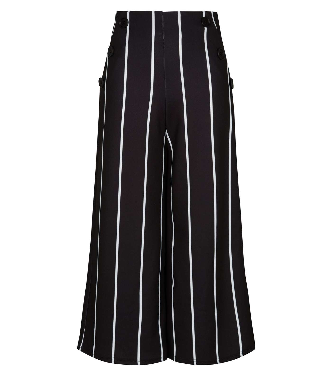 Girls Black Stripe Button Front Culottes Image 4