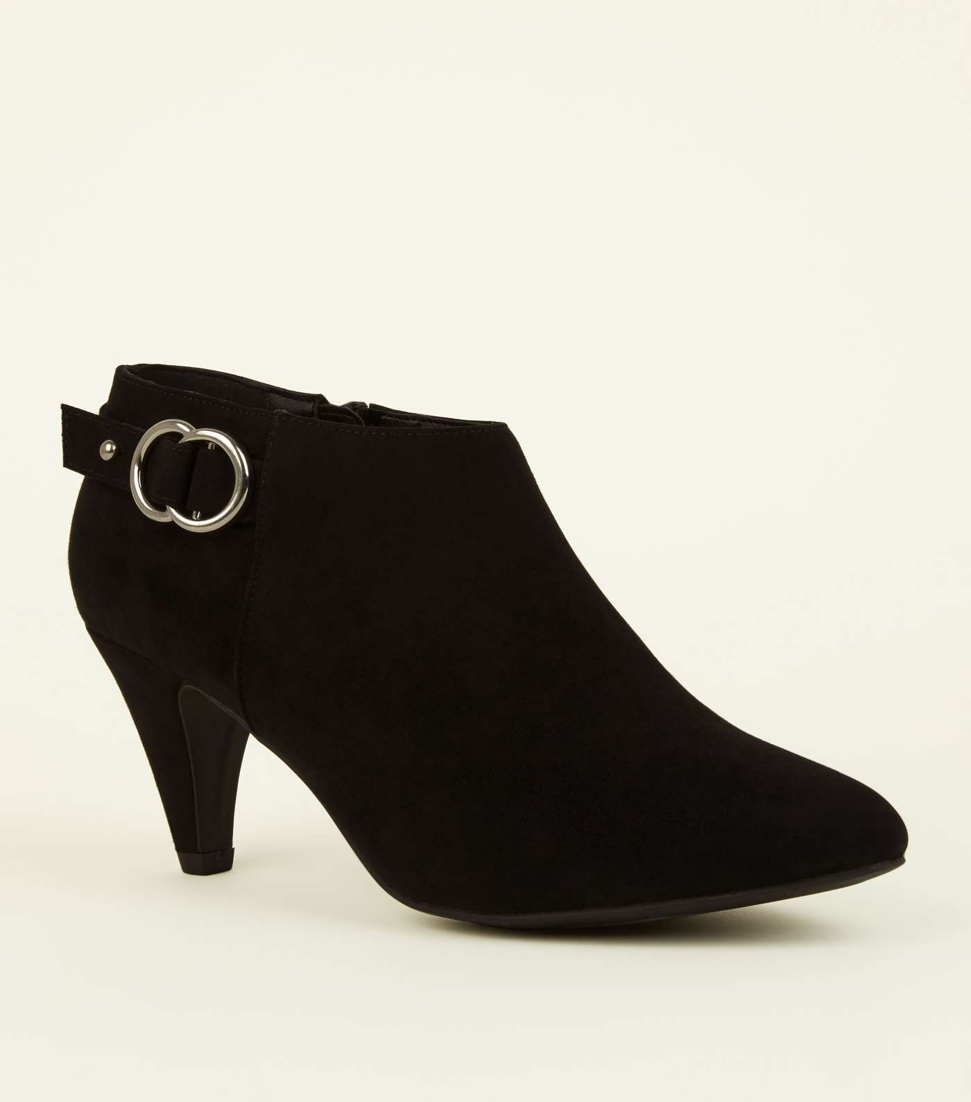Comfort Flex Black Suedette Cone Heel Shoe Boots 