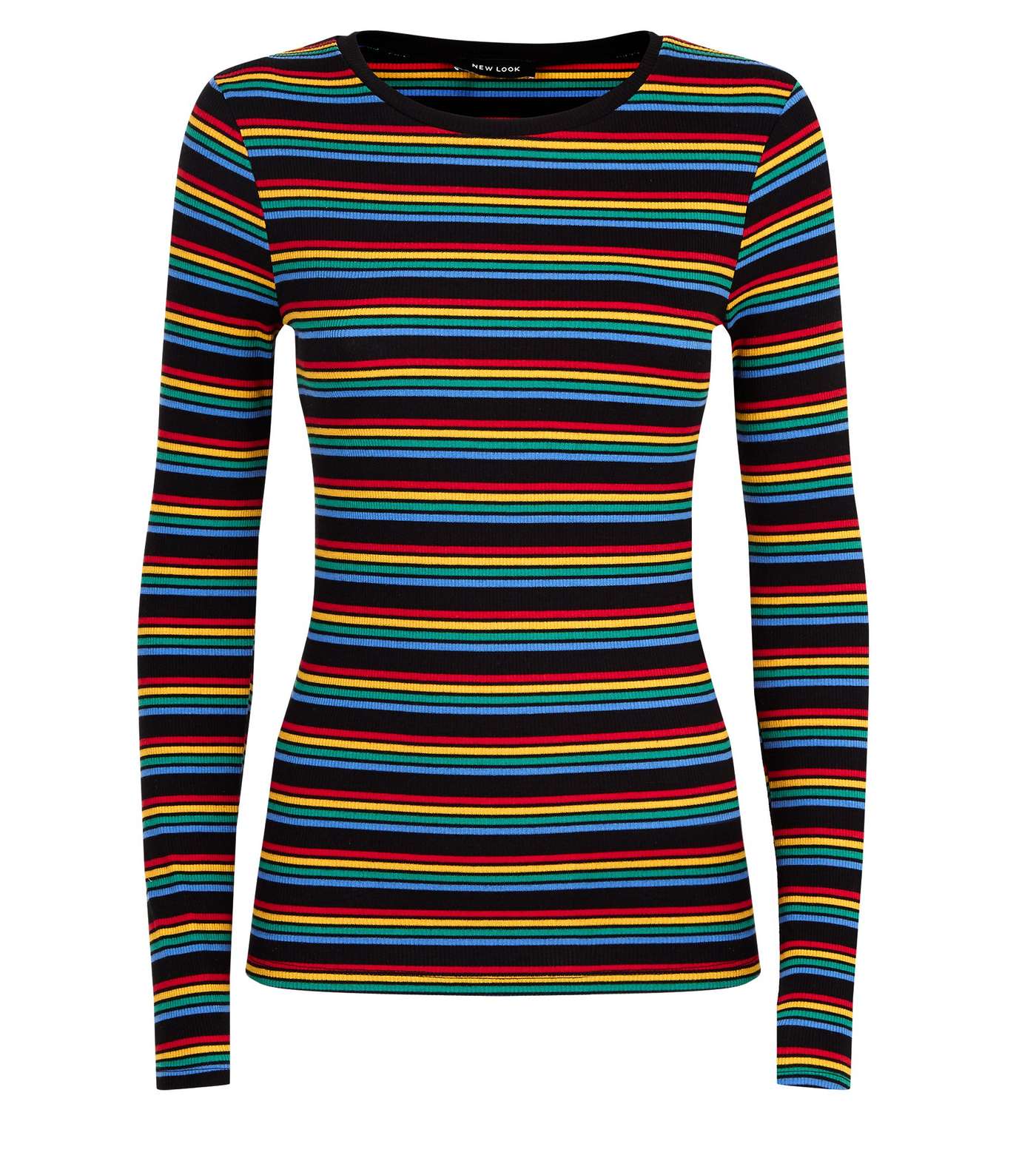 Rainbow Stripe Ribbed Long Sleeve T-shirt Image 4