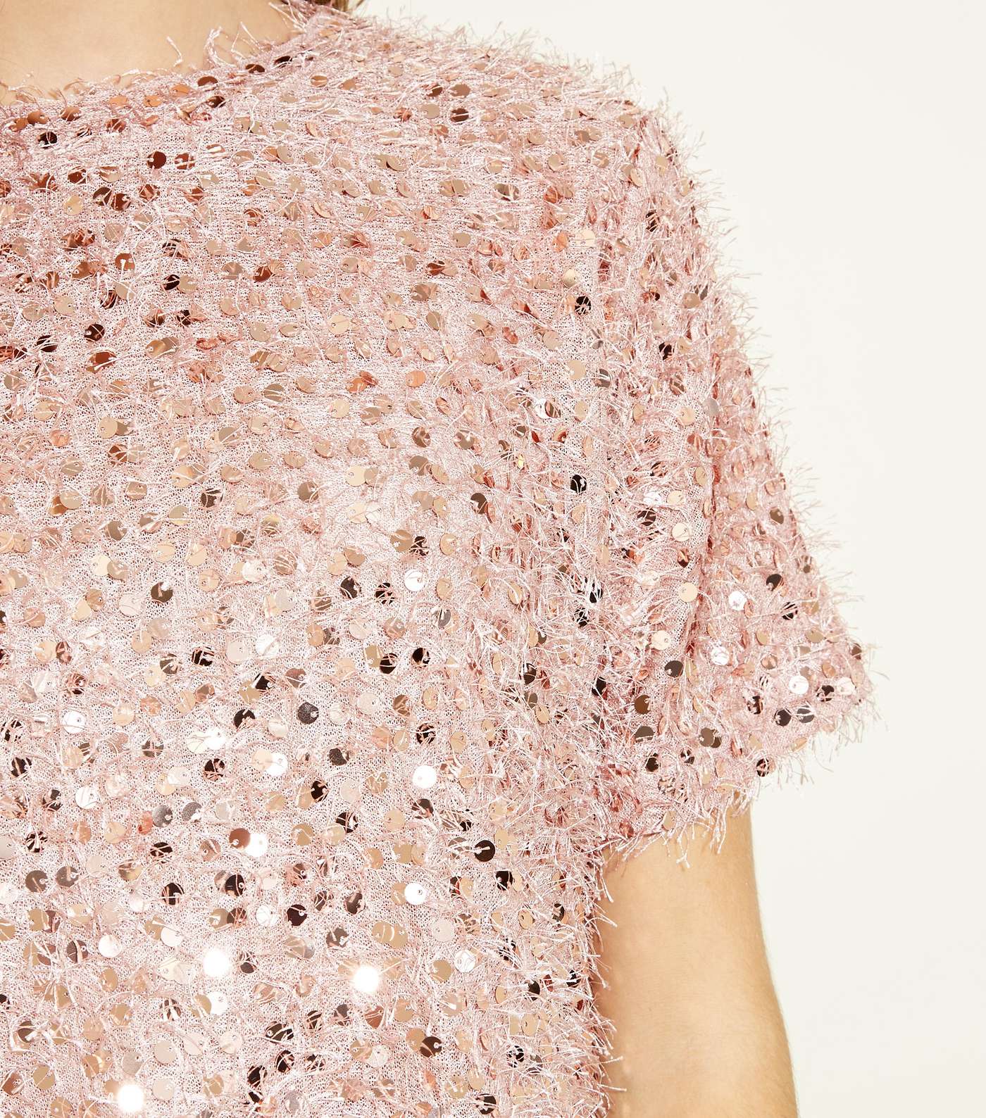 Pale Pink Eyelash Knit Sequin Top Image 5
