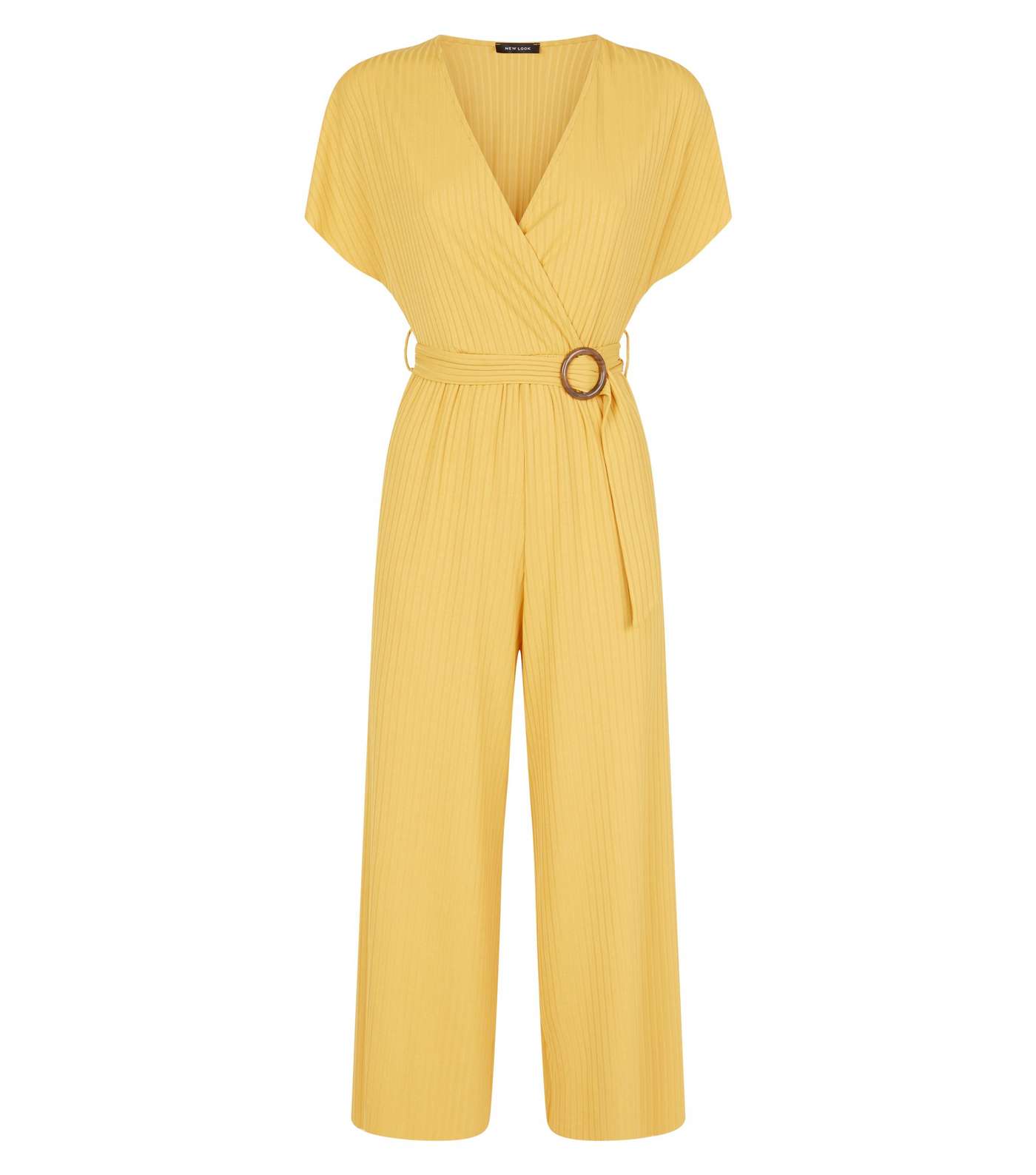 Mustard Ribbed Belted Wrap Jumpsuit Image 3