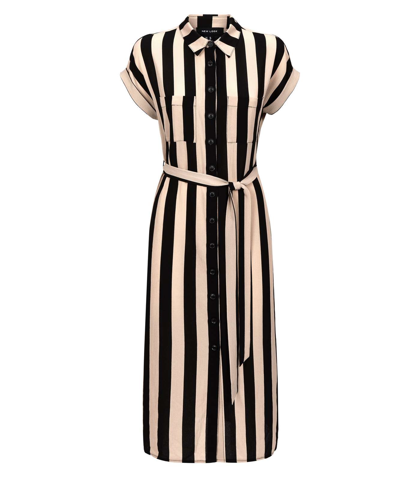 Black Stripe Midi Shirt Dress  Image 3
