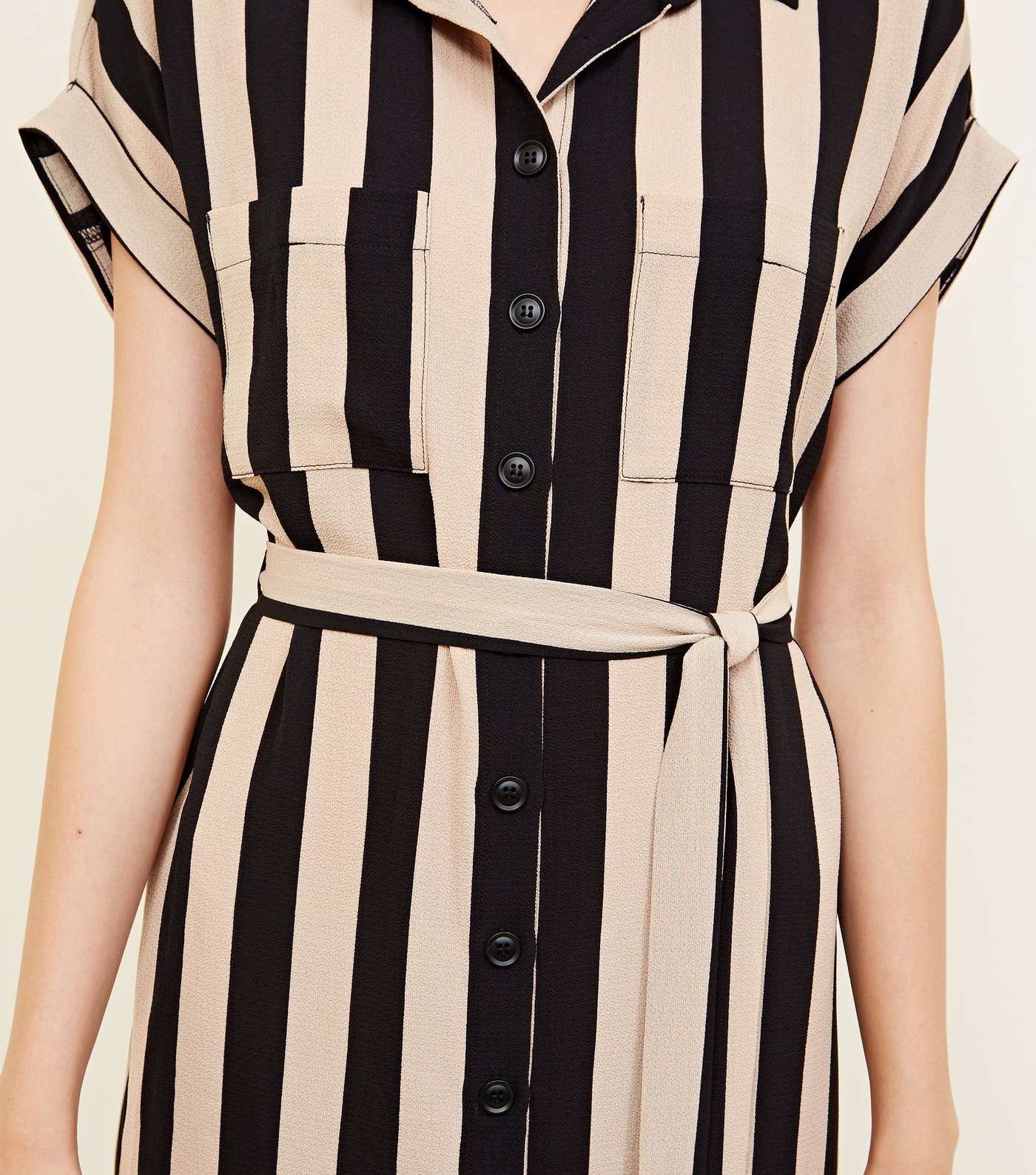 Black Stripe Midi Shirt Dress  Image 5