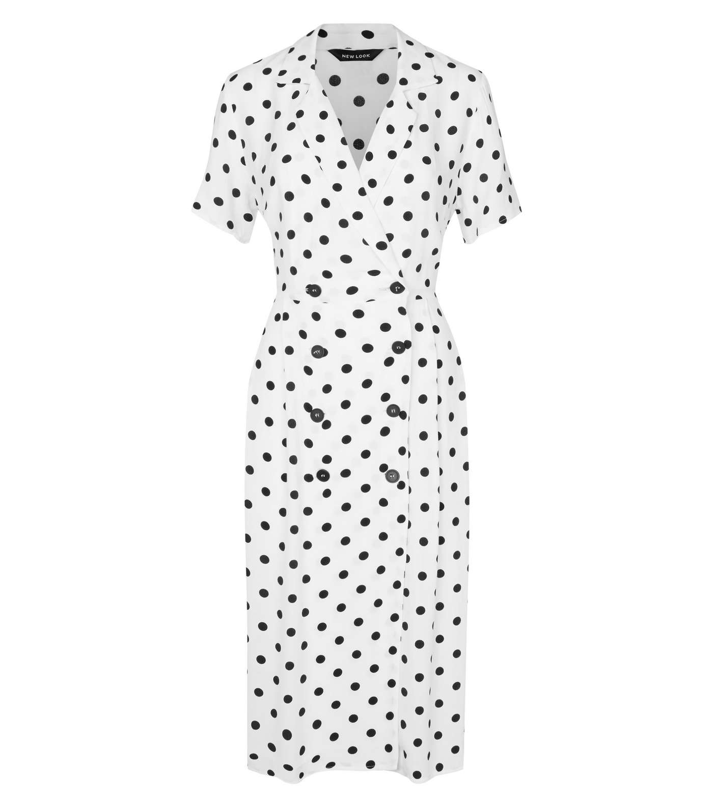 White Spot Print Double Breasted Midi Dress Image 4