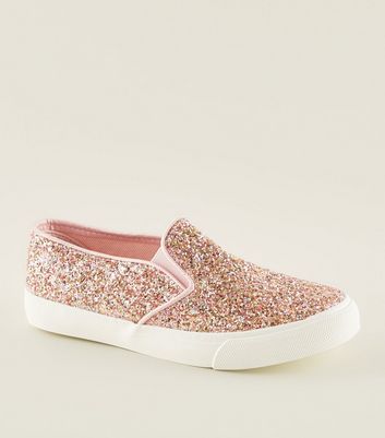 girls glitter slip on shoes