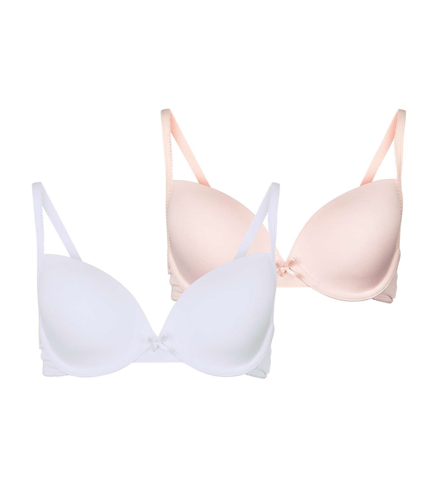 Girls 2 Pack Pale Pink and White Wired Bras