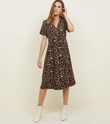 new look leopard print midi dress