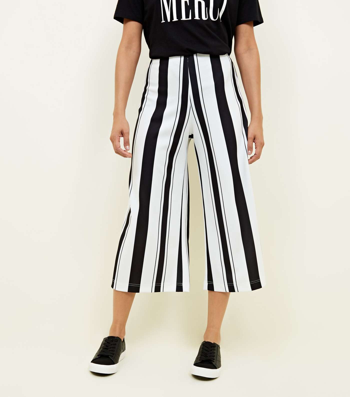 White Stripe Scuba Crop Trousers Image 2
