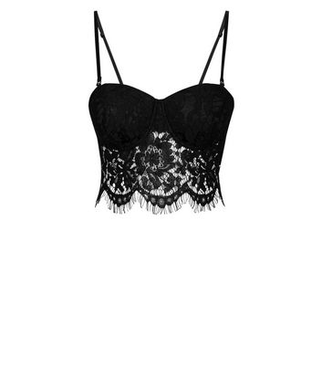 black lace bustier crop top