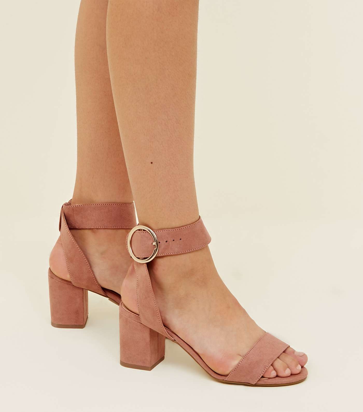 Girls Pink Suedette Ring Buckle Sandals Image 2