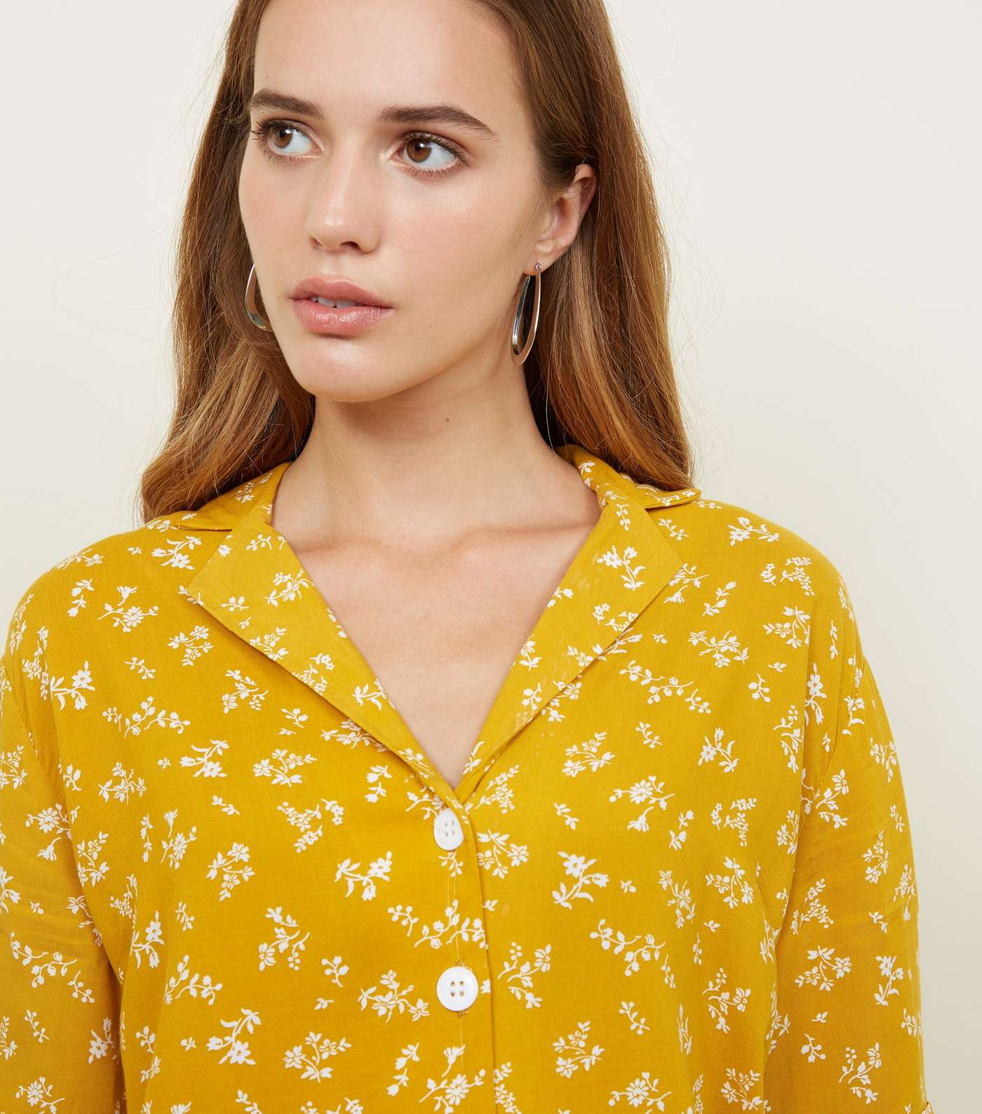 Yellow Ditsy Floral Boxy Shirt Image 2